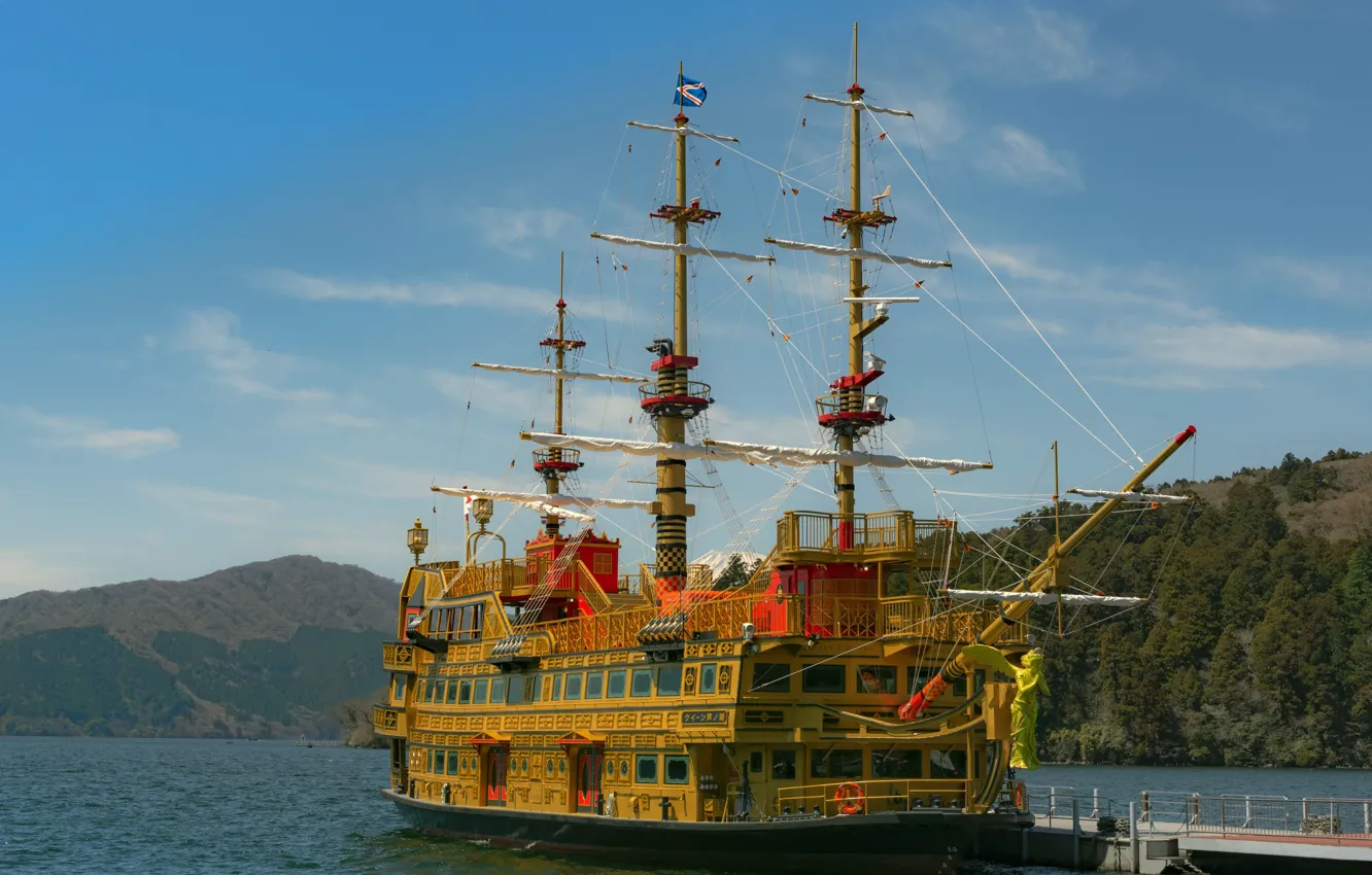 Фото обои ретро, парусник, Queen Ashinoko