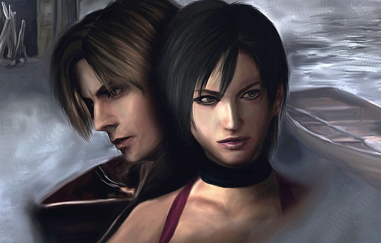 Фото обои деревня, ужасы, leon kennedy, Resident Evil 4, Ada wong