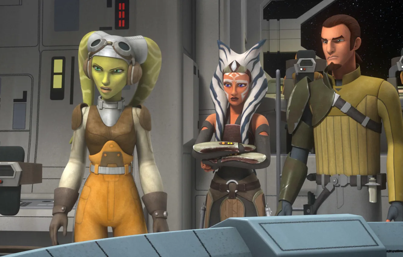 Фото обои Асока Тано, animated series, Звездные войны: Повстанцы, Ahsoka Tano, Kanan Jarrus, Star Wars: Rebels, Hera …