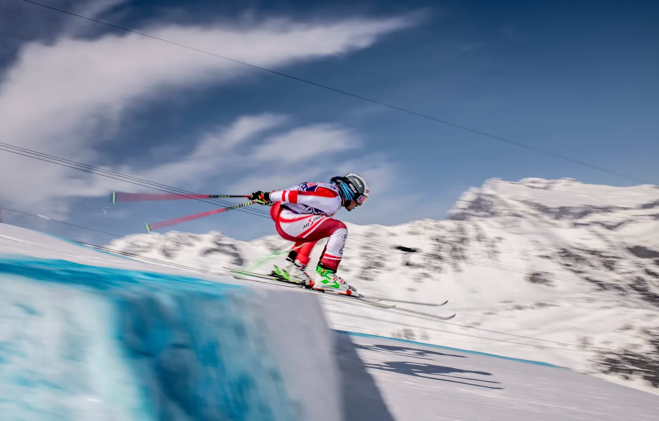 Фото обои Зима, Снег, Скорость, Мужчина, Red Bull, Swiss Alps, Швейцарские Альпы, Спортсмен