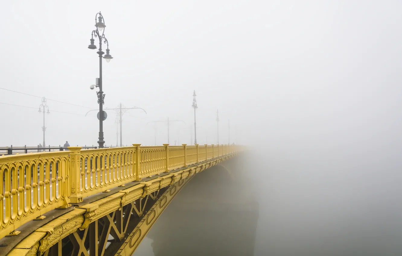 Фото обои туман, Budapest, Margaret Bridge