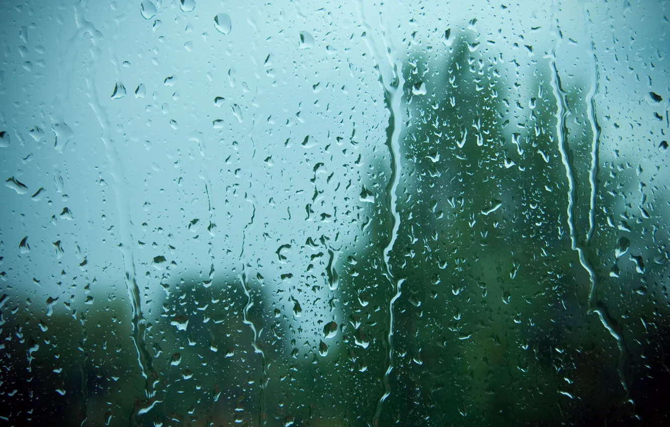 Фото обои стекло, капли, дождь