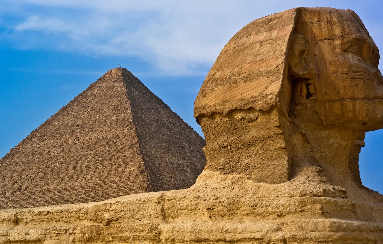 Фото обои Сфинкс, пирамида, Египет, скульптура