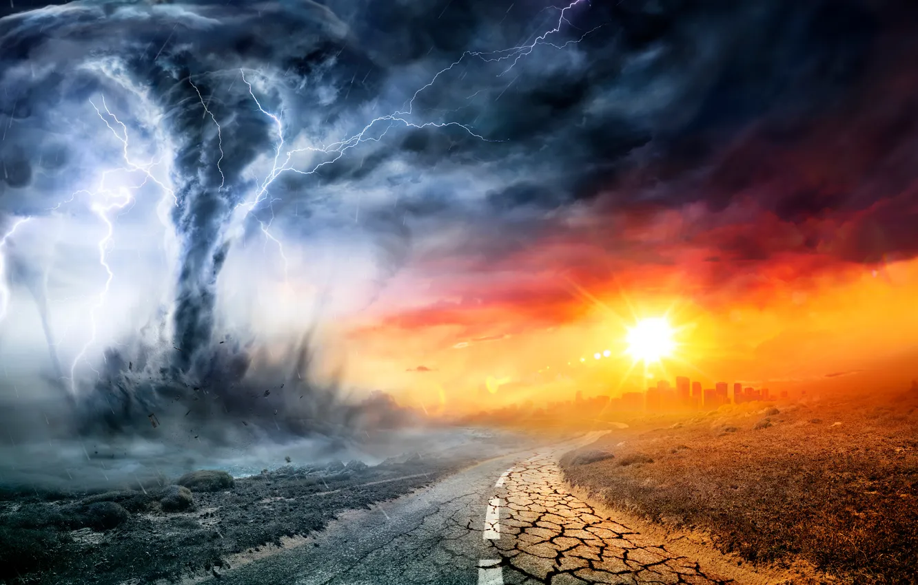 Фото обои caution, change, hurricane, vortex, alert, violent, damage, funnel