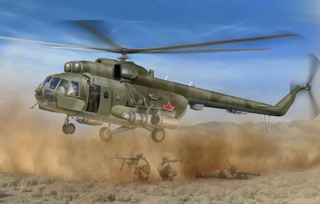 Фото обои Россия, Вертолёт, Ми-8, Боевой вертолёт