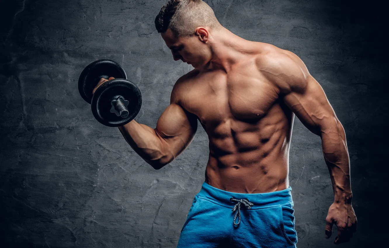 Фото обои sports, athlete, bodybuilding, dumbbells