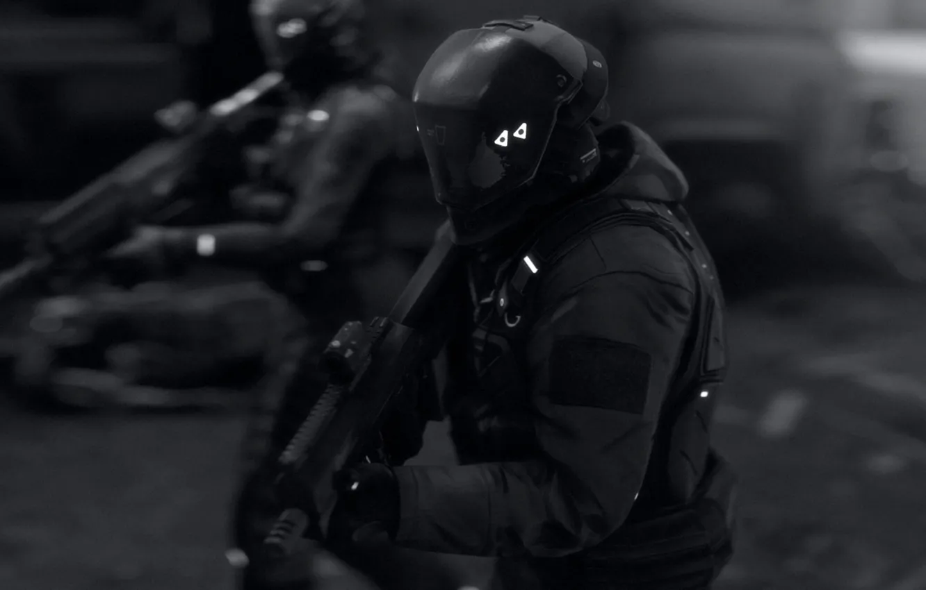 Фото обои костюм, автомат, солдаты, шлем, бронежилет, наемники, squad