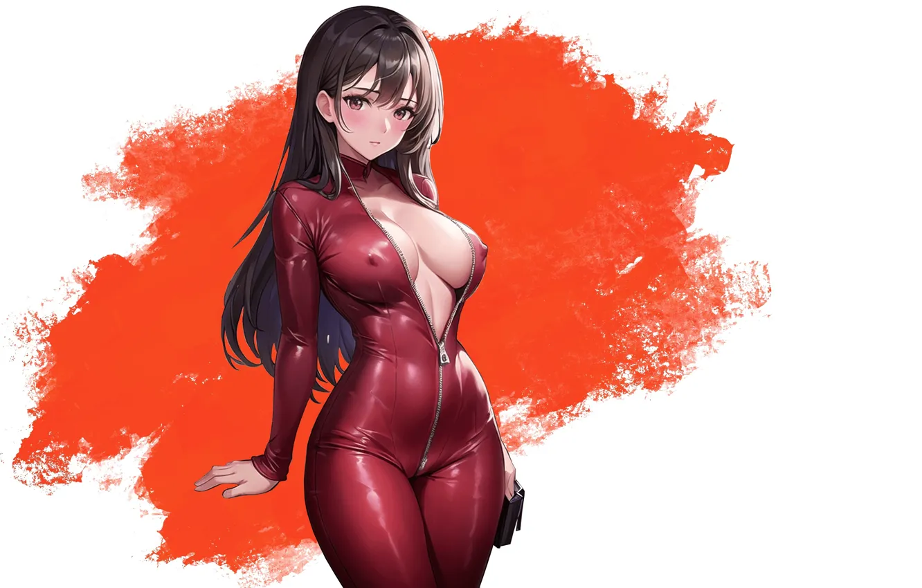 Фото обои kawaii, girl, hot, sexy, long hair, boobs, anime, figure