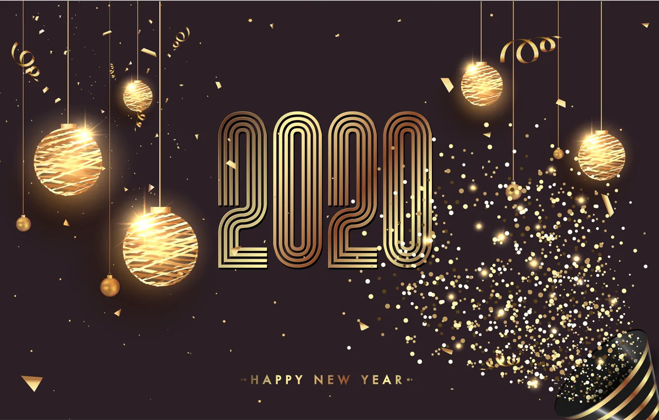 Фото обои праздник, шары, новый год, открытка, celebration, 2020, happy-new-year