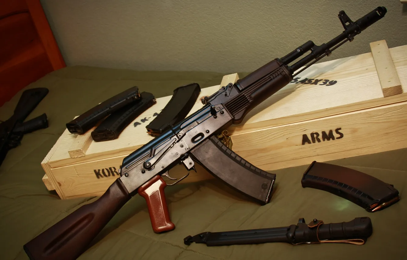 Фото обои оружие, автомат, Калашникова, штык-нож, Bulgarian AK-74