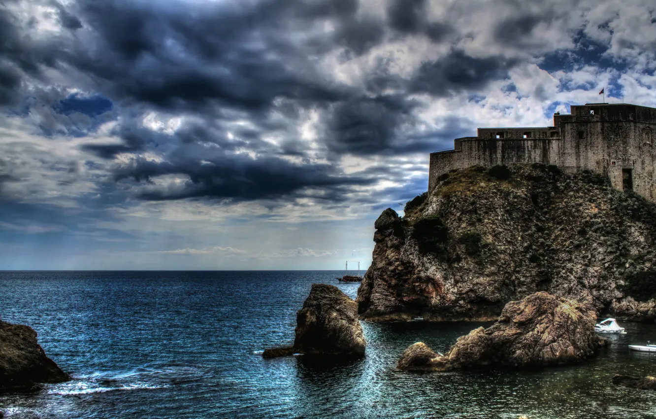 Фото обои море, панорама, крепость, sea, Хорватия, Croatia, Дубровник, Dubrovnik