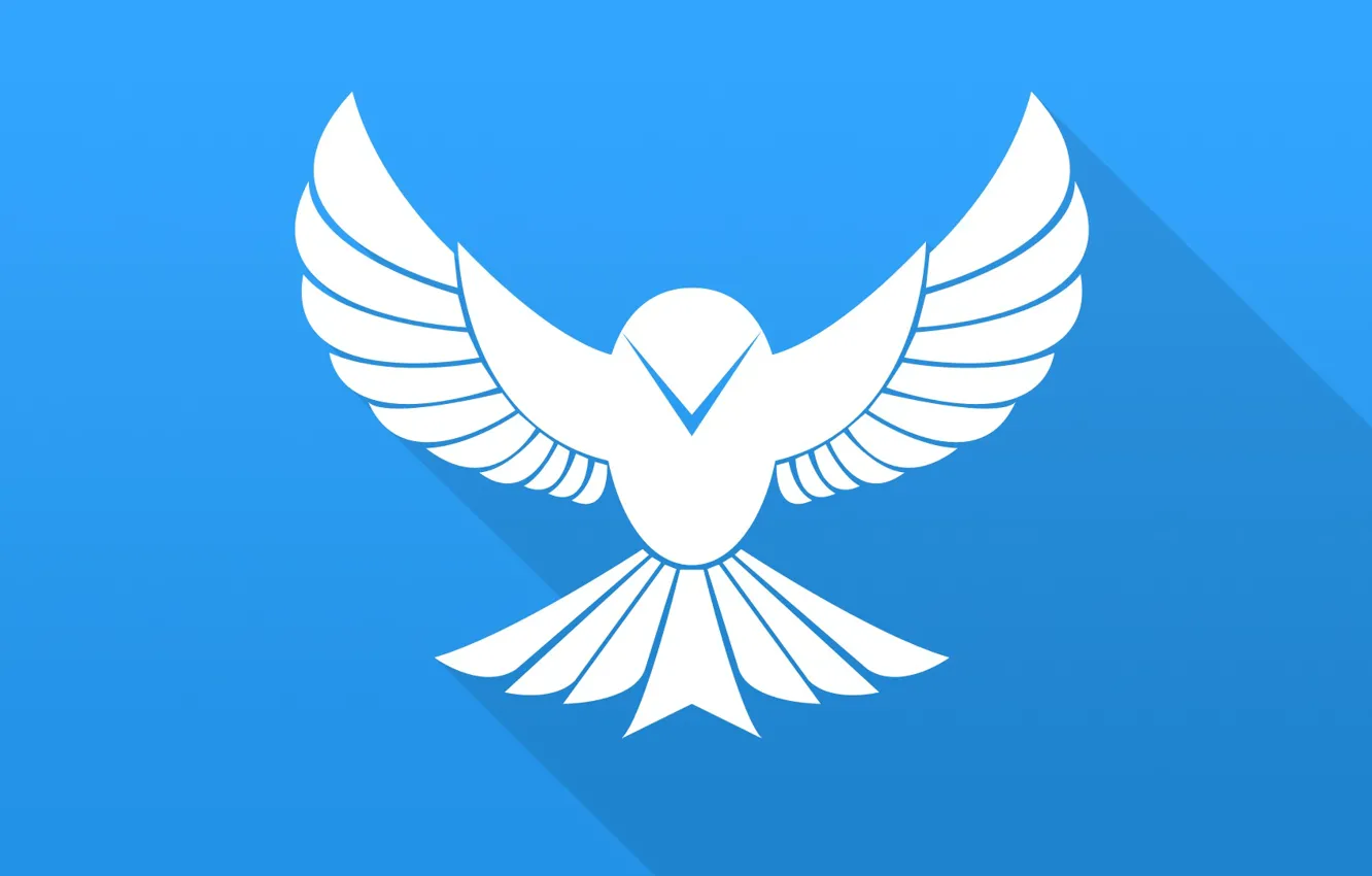 Фото обои птица, крылья, вектор, bird, blue, flat