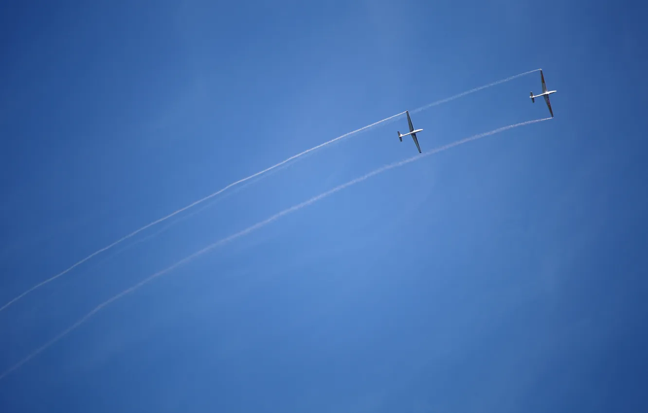 Фото обои sky, smoke, lines, airplanes