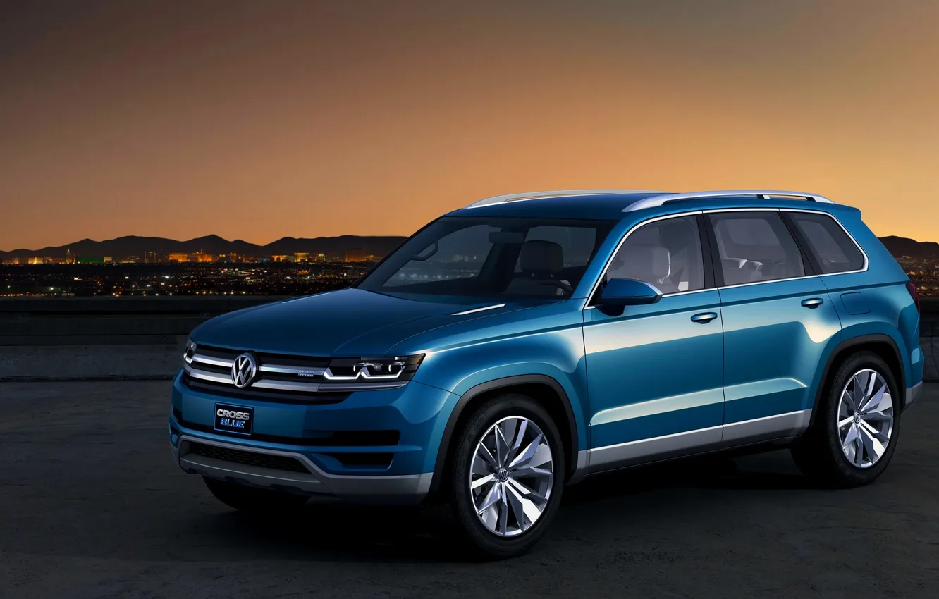 Фото обои Concept, Вечер, Синий, Volkswagen, Концепт, Джип, Графика, Crossblue