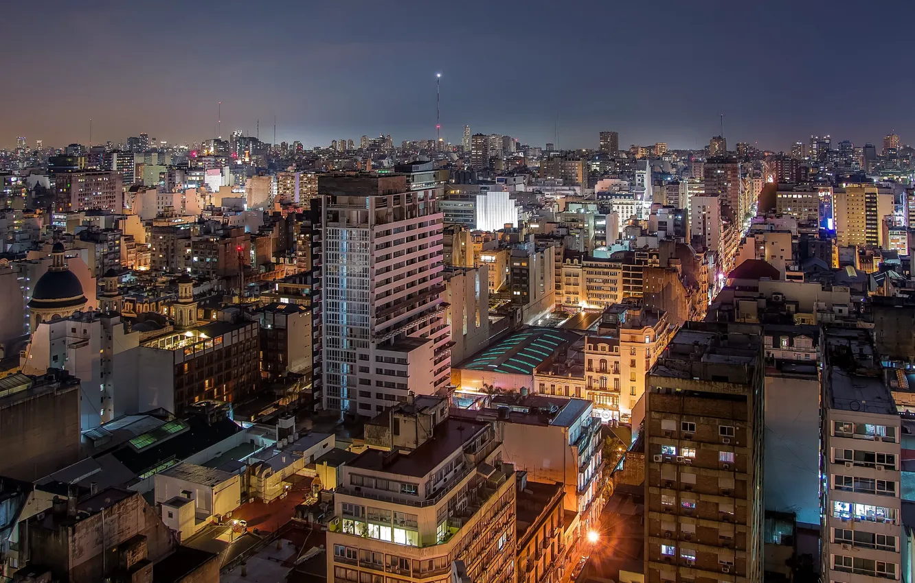 Фото обои Argentina, night, cityscape, Buenos Aires, urban scene