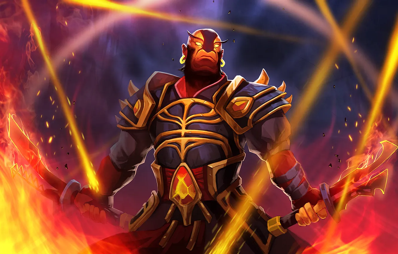 Фото обои огни, меч, воин, art, dota 2, Ember Spirit