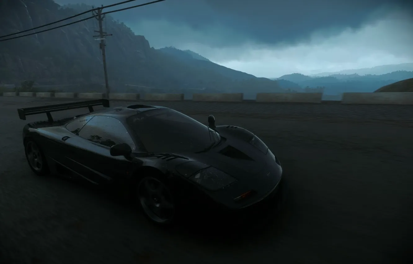 Фото обои car, black, гоночная, racing, mclaren f1