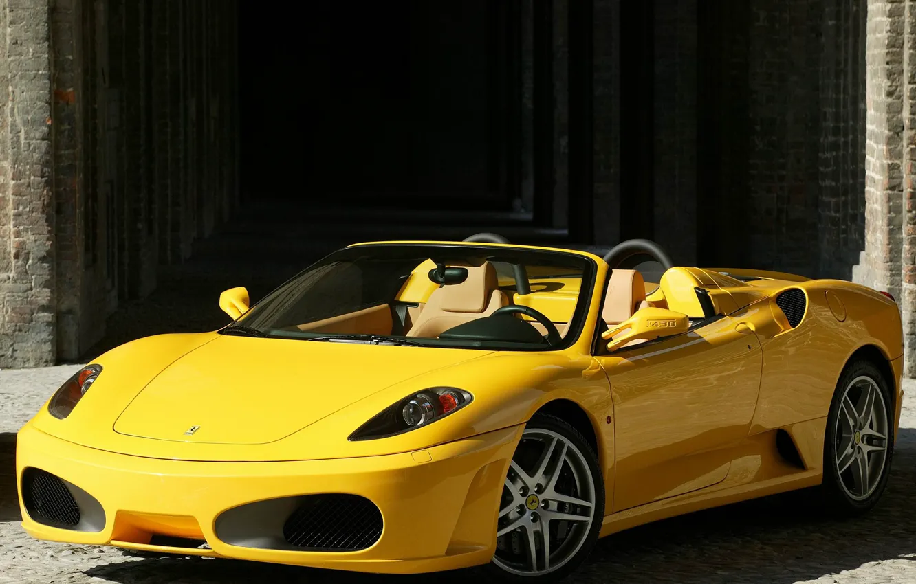 Фото обои F430, Ferrari, supercar, yellow, Spider