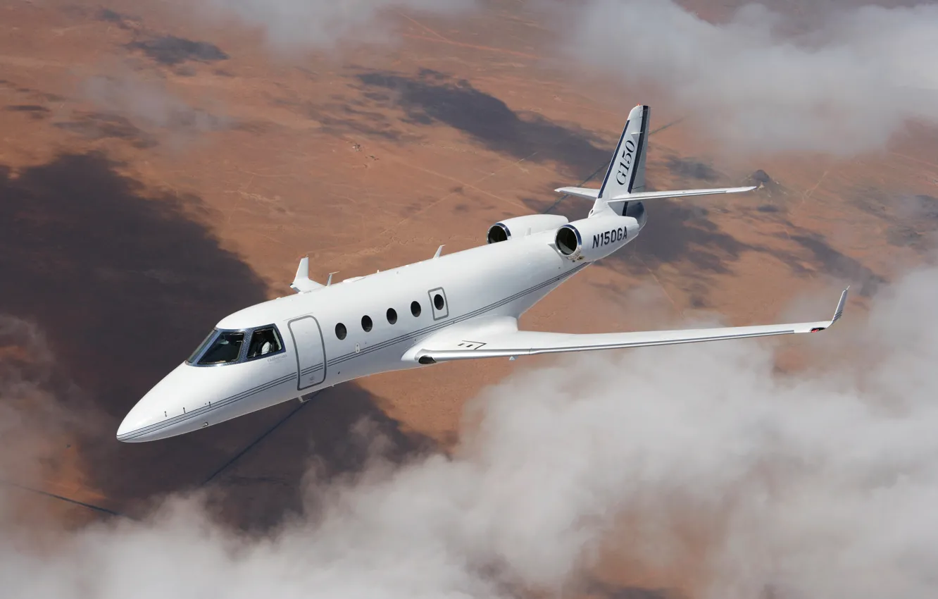 Фото обои небо, облака, полёт, самолёт, Gulfstream, Aerospace, G150