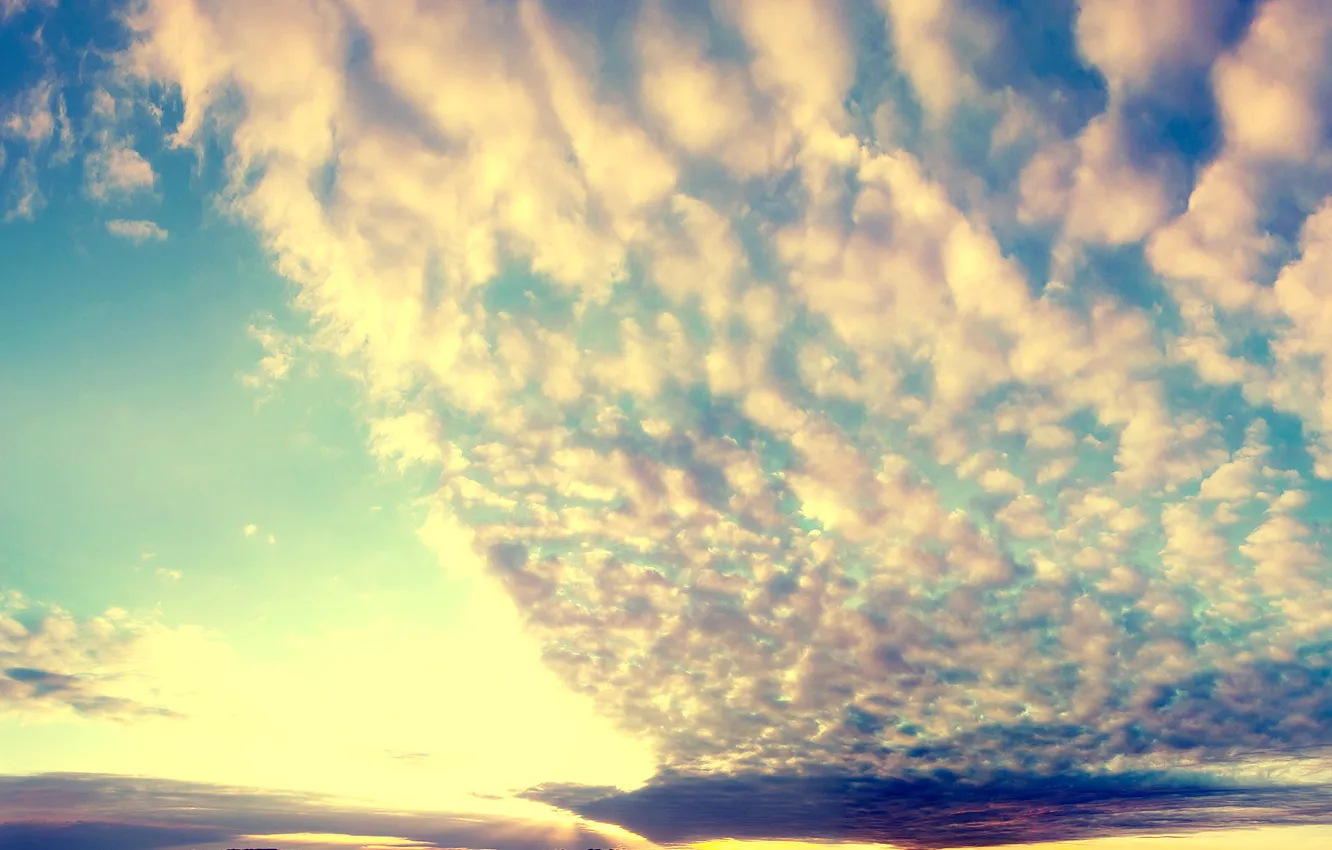 Фото обои небо, цвета, облака, закат, озеро, гладь, Природа