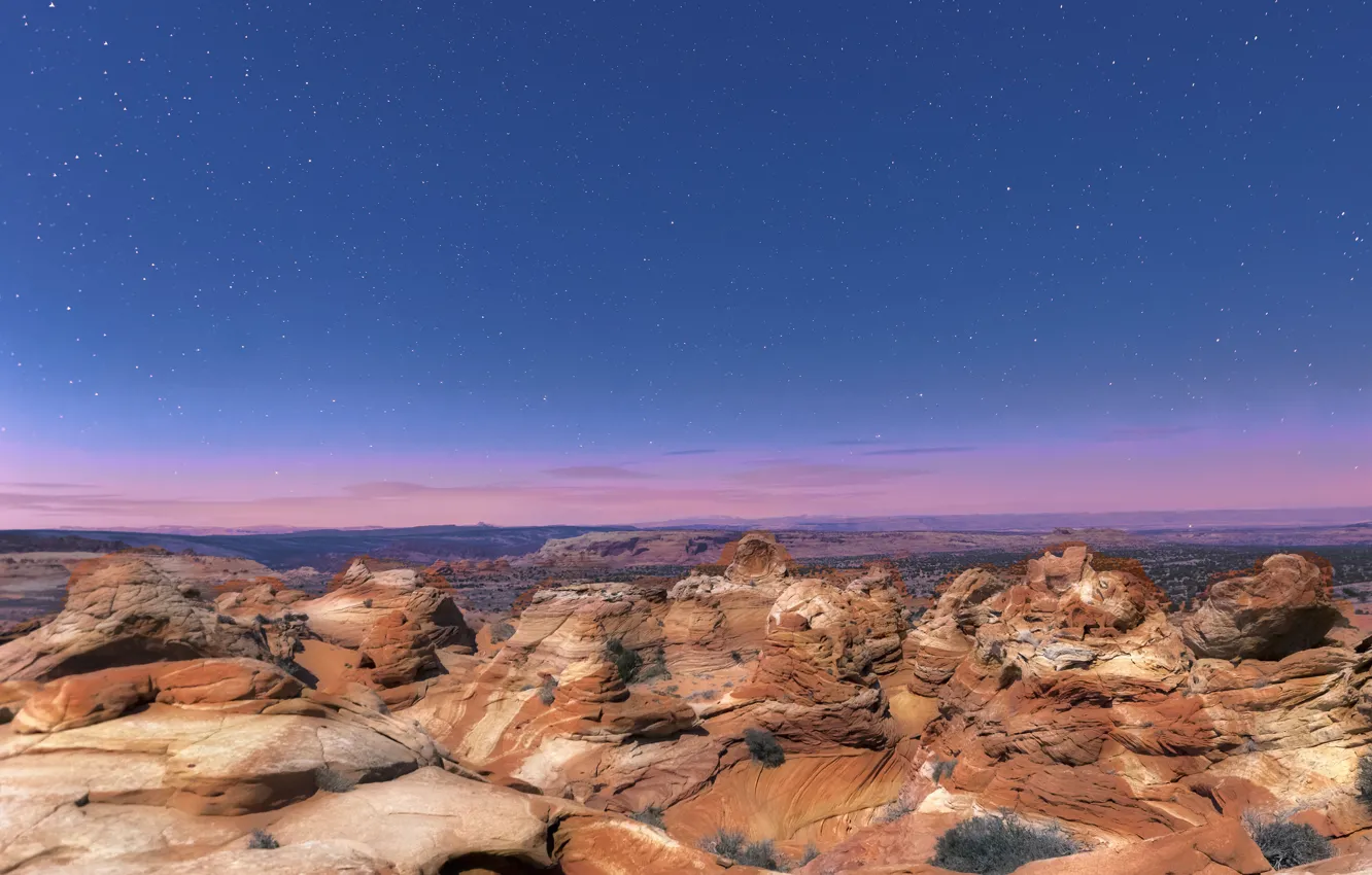 Фото обои звезды, ночь, скалы, Аризона, США, национальный парк