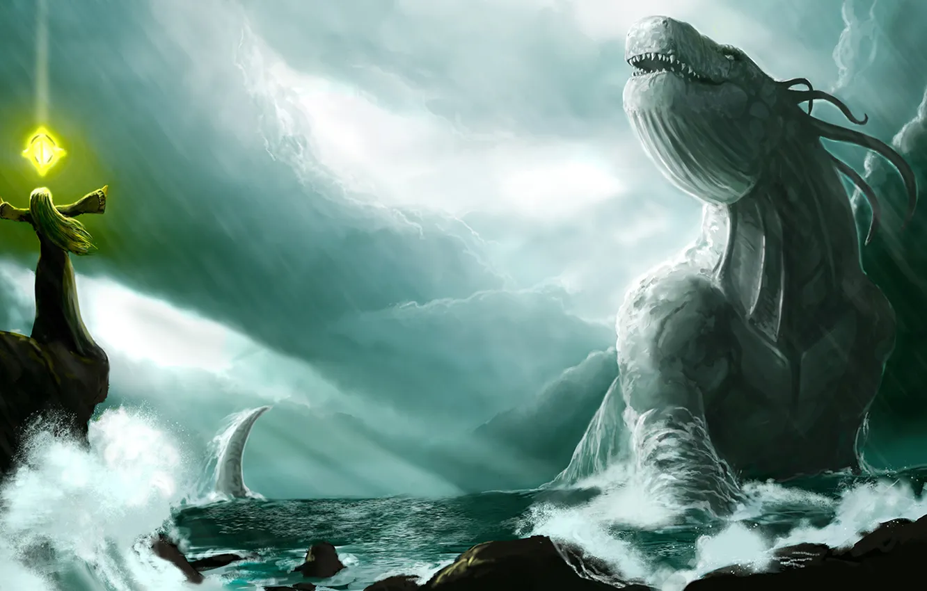 Фото обои storm, monster, sea, summon