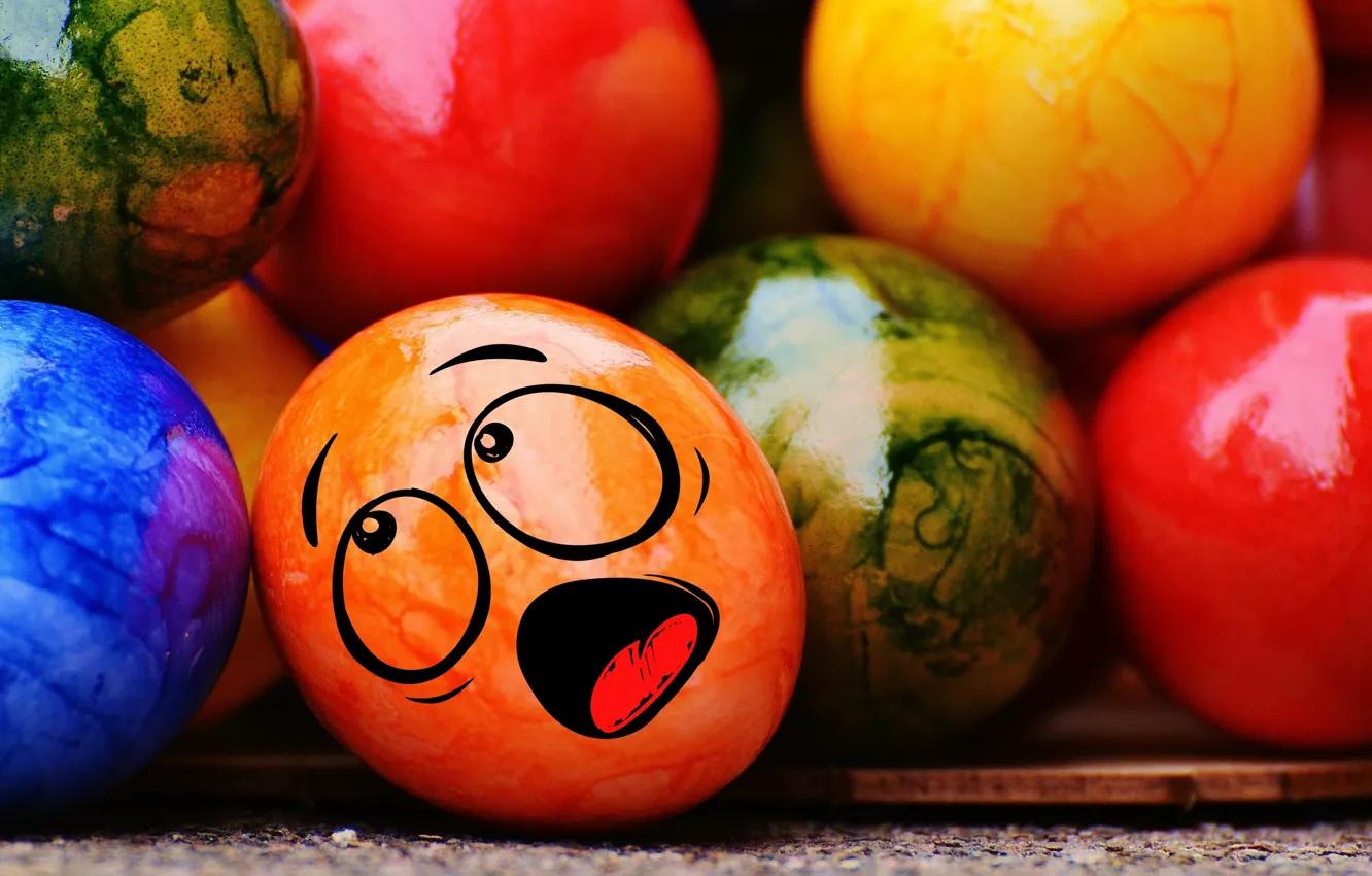 Фото обои colorful, смайл, Пасха, rainbow, Easter, eggs, funny, decoration