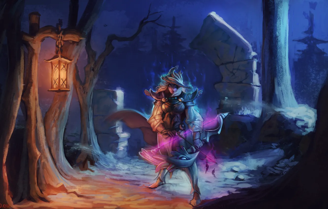 Фото обои девушка, лучница, арт, Traxex, Dota 2, Drow Ranger, MugenMcFugen