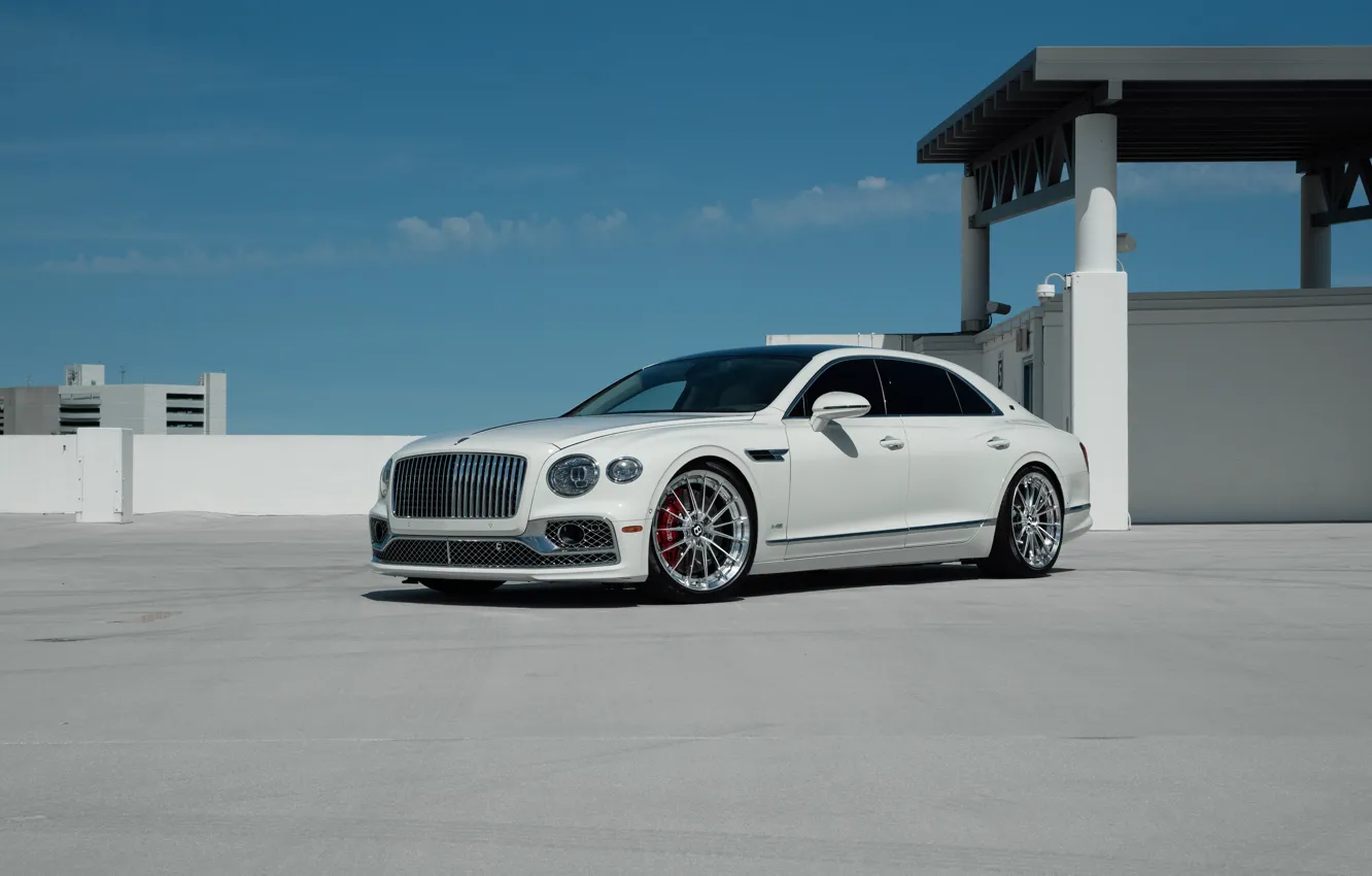 Фото обои Bentley, White, Flying Spur