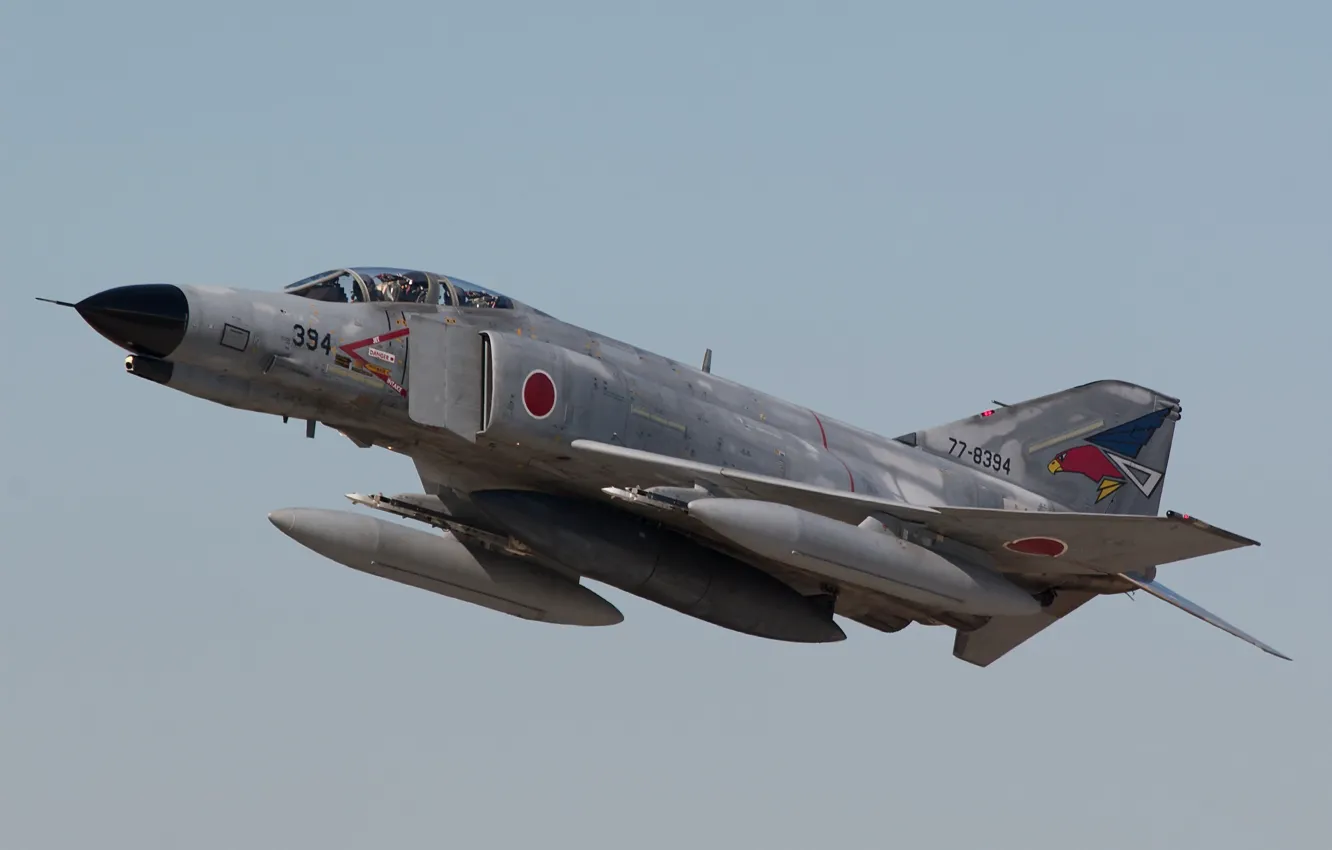Фото обои полет, истребитель, многоцелевой, Phantom II, «Фантом» II, Mitsubishi F-4EJ