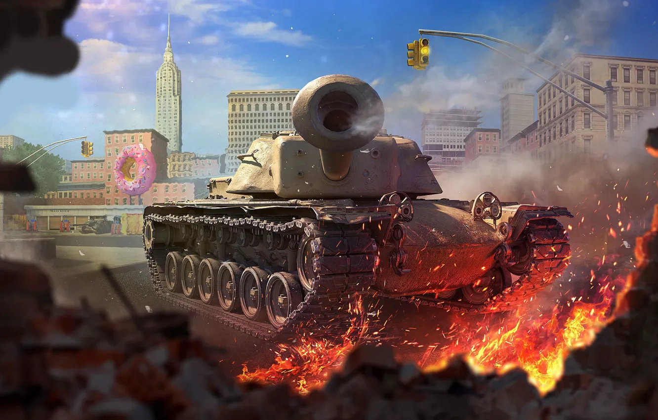 Фото обои Город, Танк, Game, WoT, World of Tanks, Мир Танков, Wargaming Net, Wargaming.net