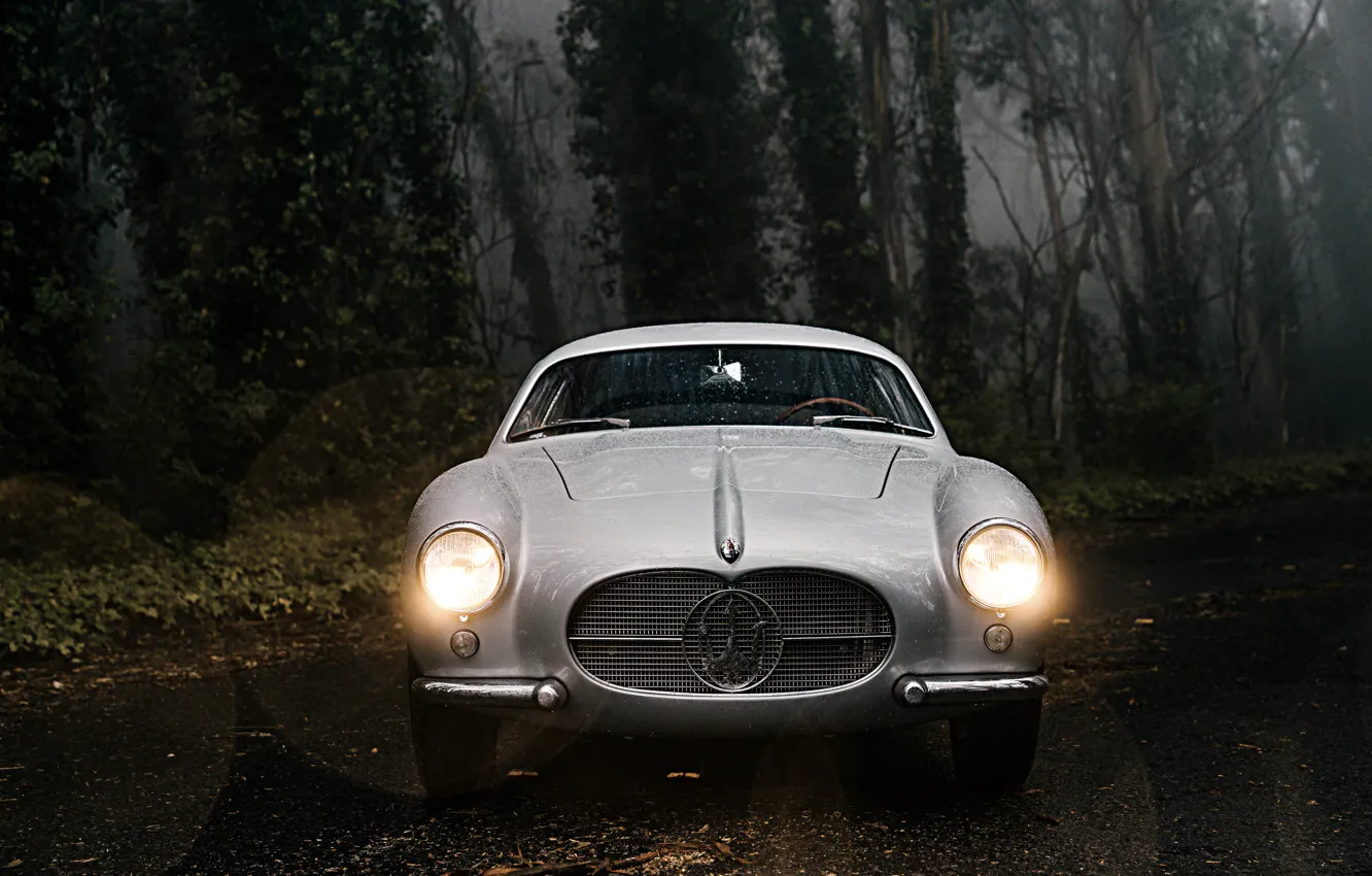 Фото обои Лес, Классика, Автомобиль, 1956, Maserati A6G 2000 Berlinetta