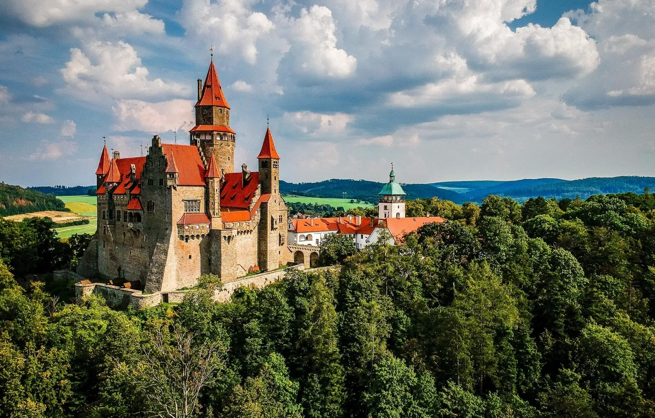 Фото обои forest, clouds, castle