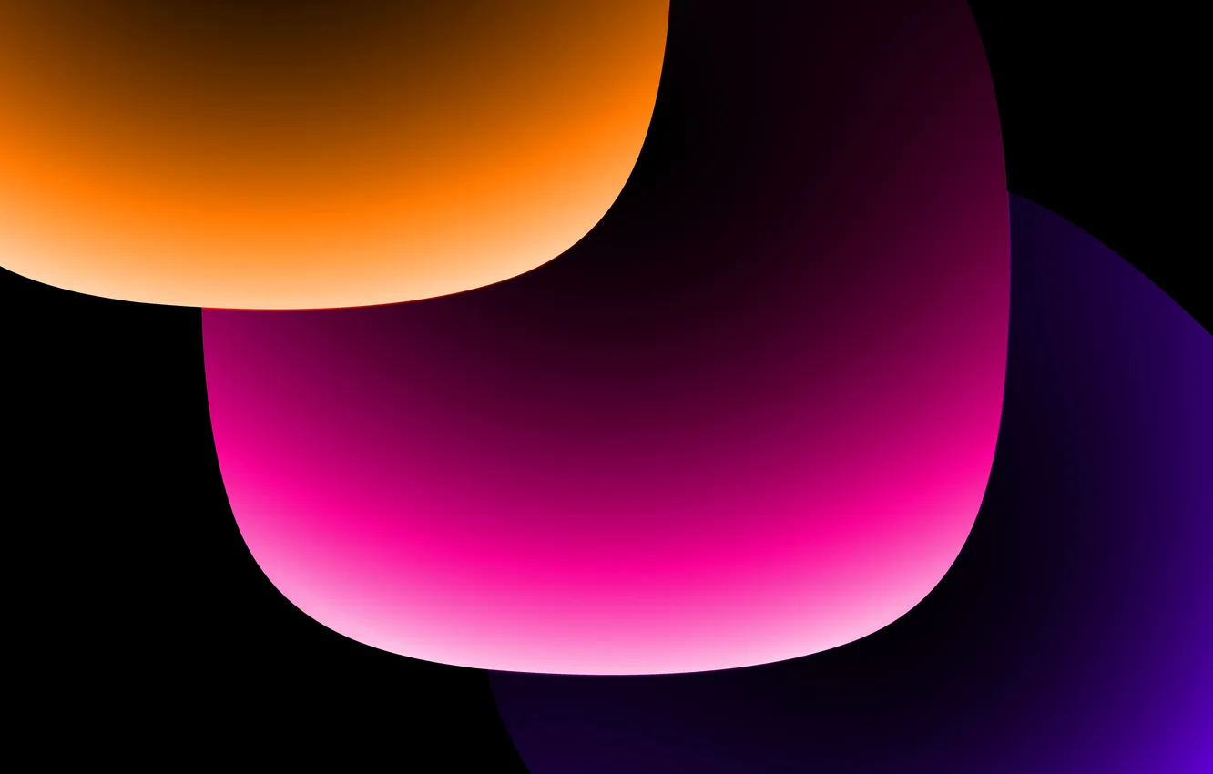 Фото обои желтый, черный, градиент, abstract, форма, малиновый, Gradient shapes