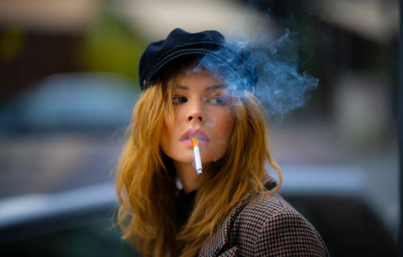 Фото обои girl, smoke, cigarette, Anastasia Scheglova