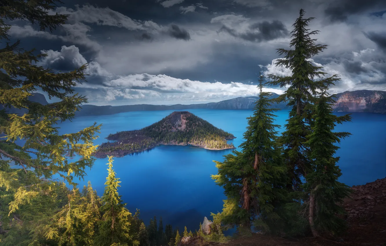 Фото обои озеро, США, штат Орегон, Крейтер, кратерное озеро