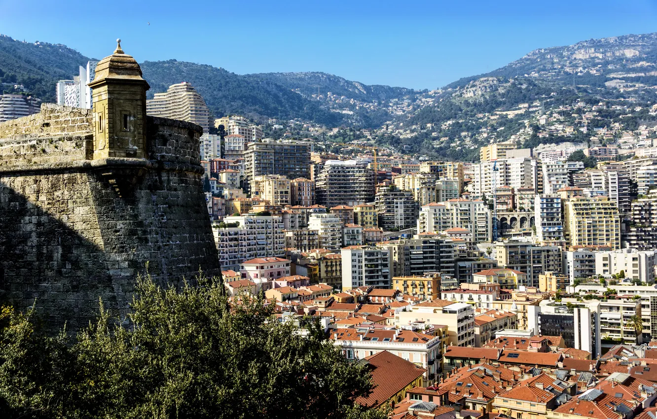 Фото обои пейзаж, горы, дома, Монако, Moneghetti