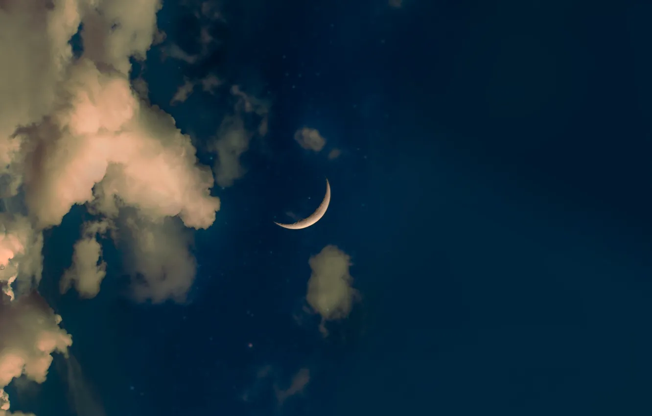 Фото обои небо, облака, луна