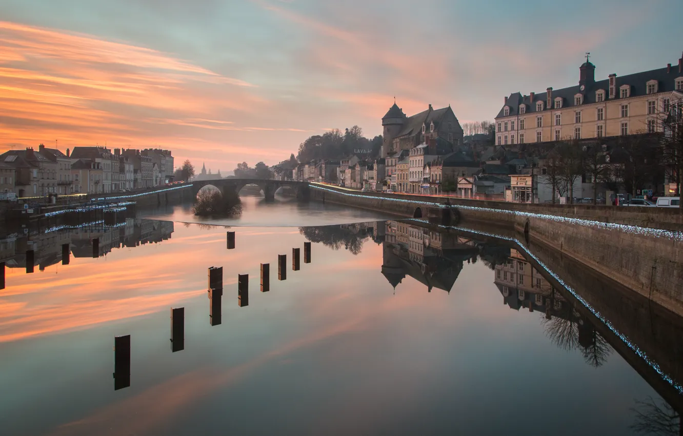 Фото обои river, France, Mayenne