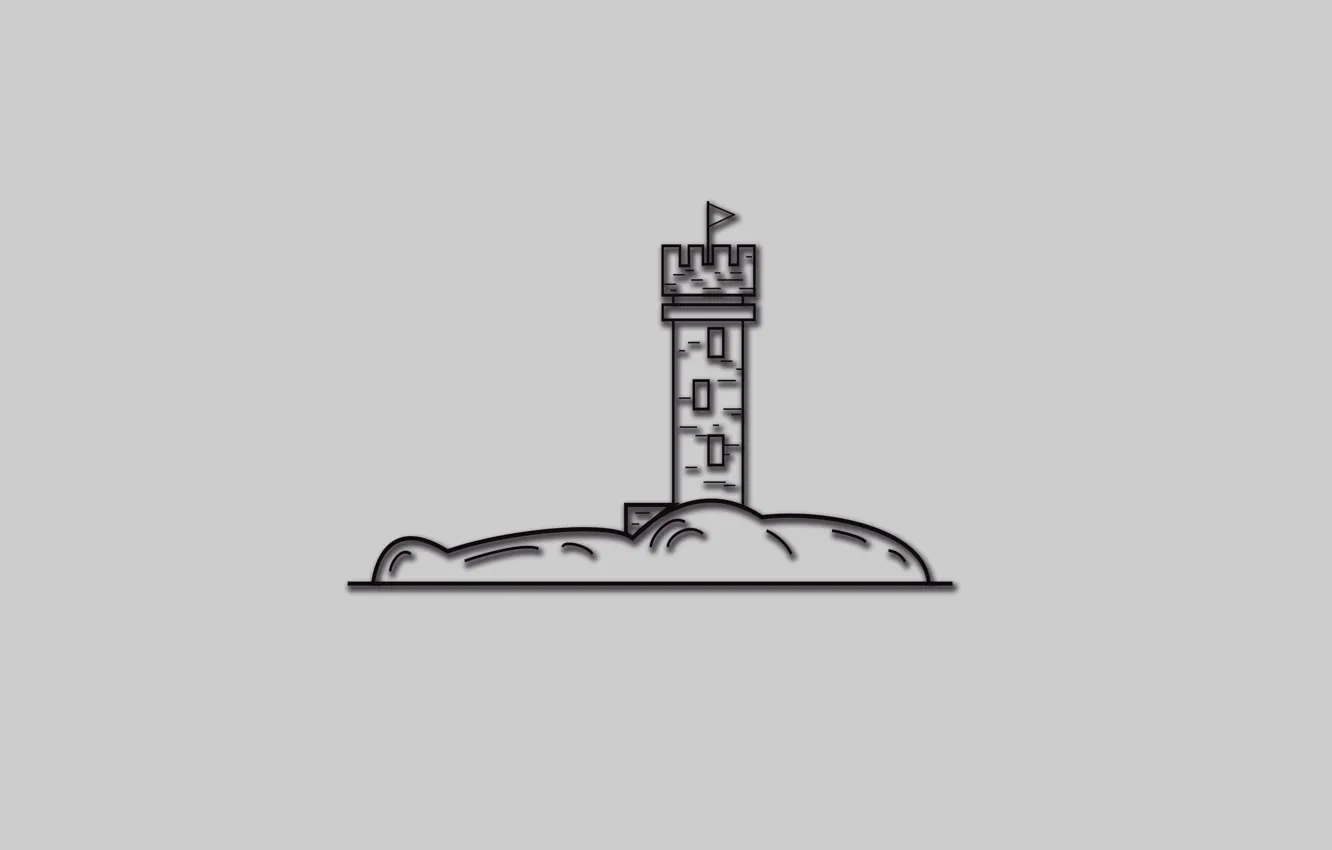 Фото обои маяк, остров, окна, балкон, прапор