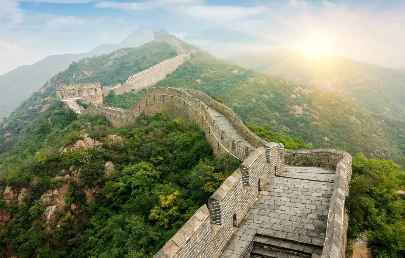 Фото обои Природа, Стена, Китай, Великая Китайская Стена