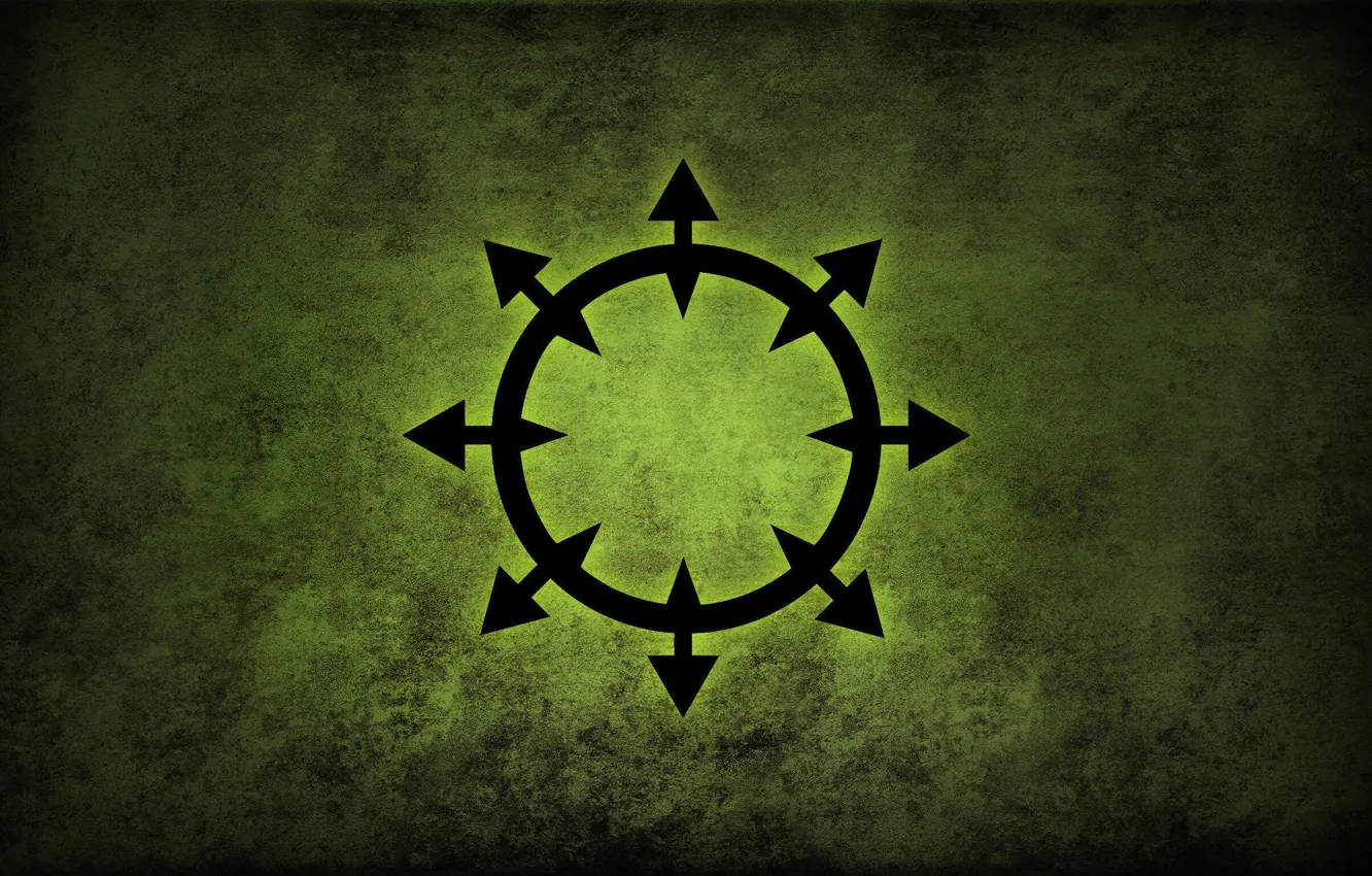 Фото обои green, logo, Warhammer, chaos, fon