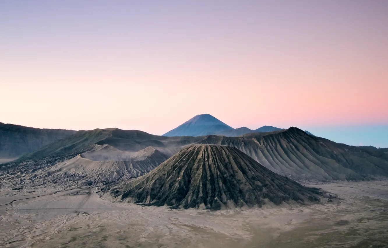 Фото обои горы, утро, вулкан, Бромо, Индонезии, Ява, Тенгер
