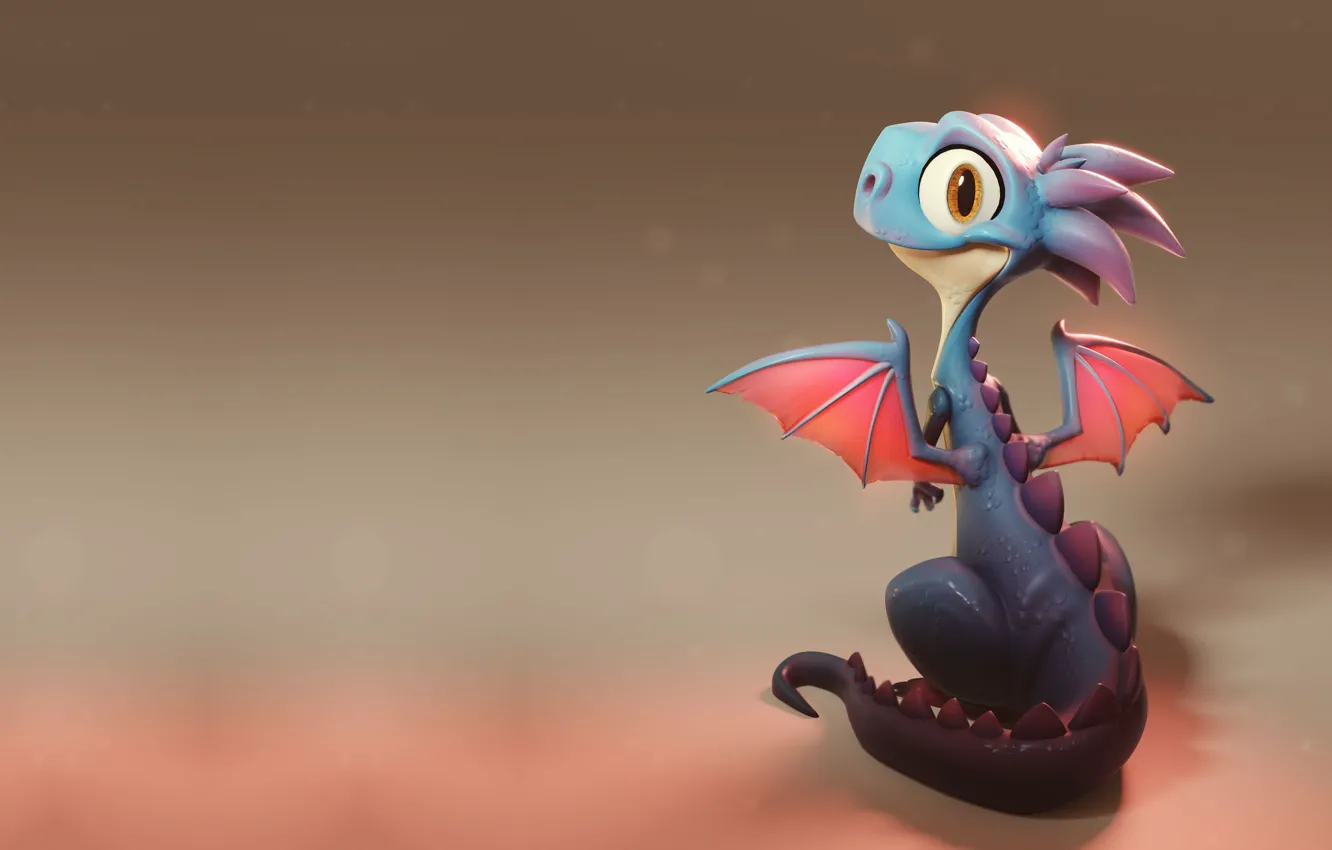 Фото обои крылья, малыш, фэнтези, дракончик, детская, дракоша, lil' dragon, Emilio Jose Dominguez Calvo