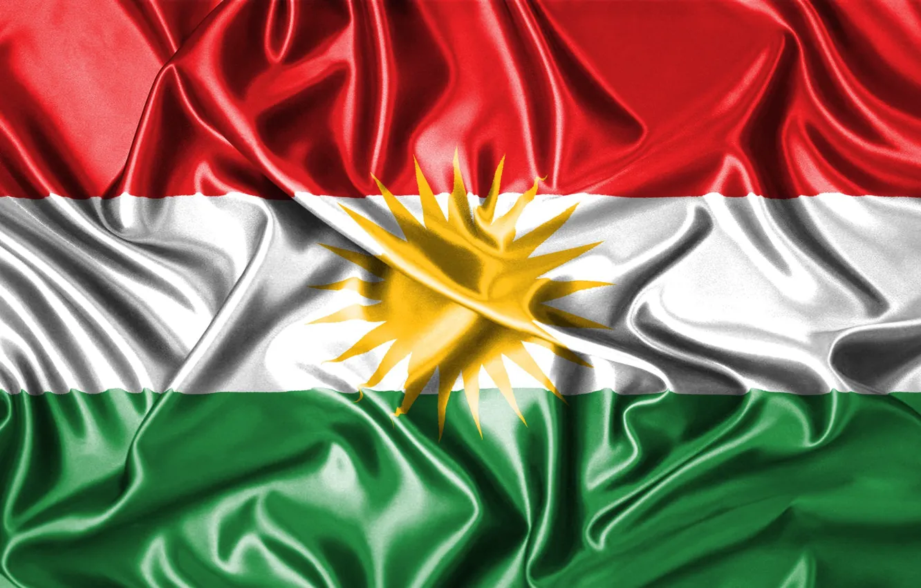 Фото обои Флаг, Герб, Курдистан, Флаг Курдистана