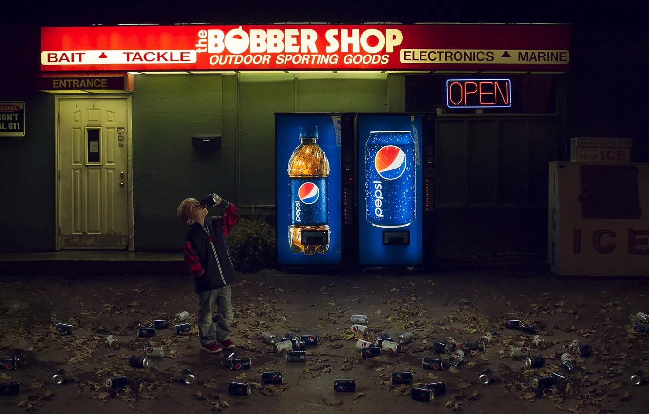 Фото обои улица, ребёнок, pepsi