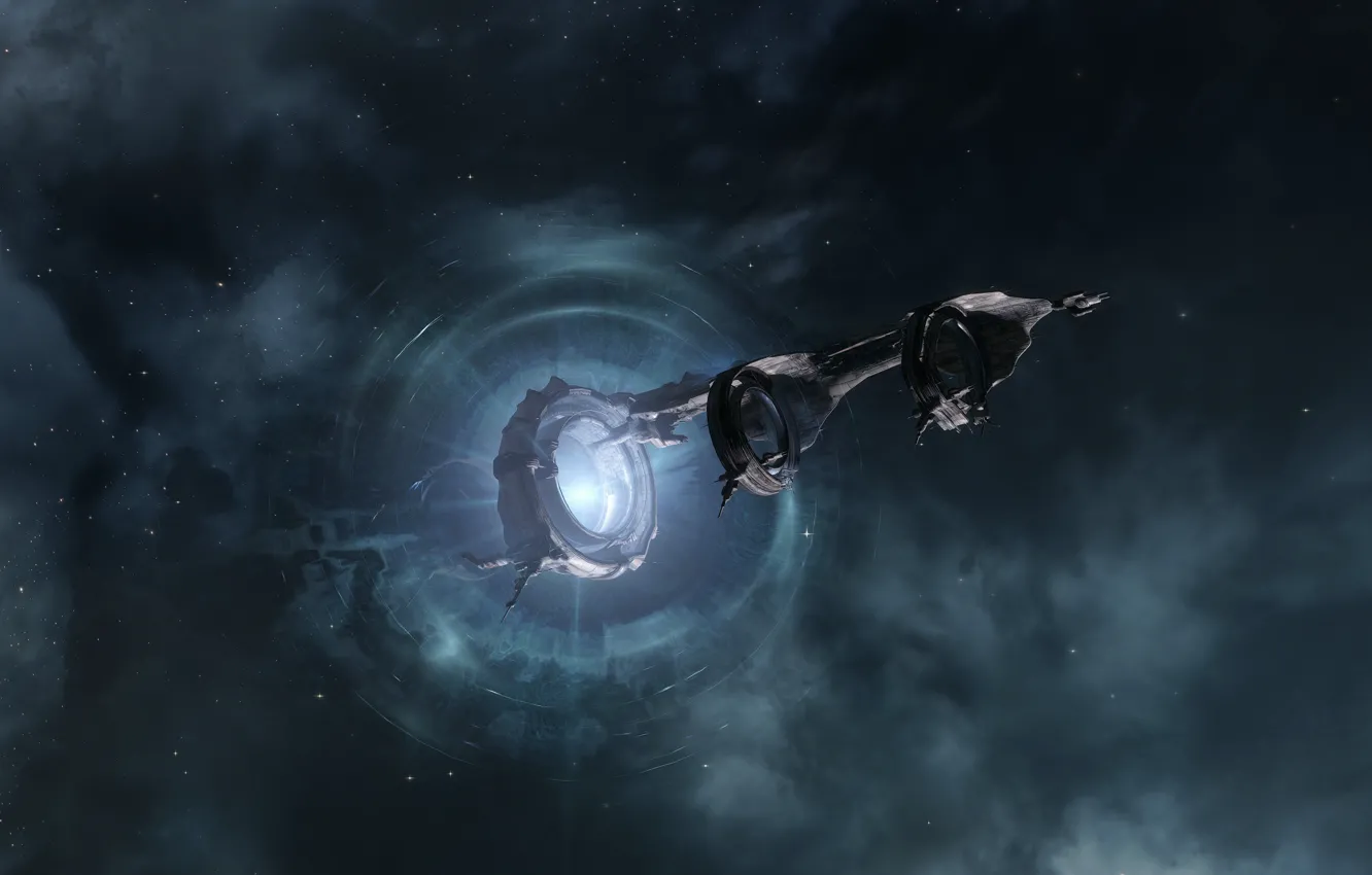 Фото обои space, eve online, gate, ruin, debris