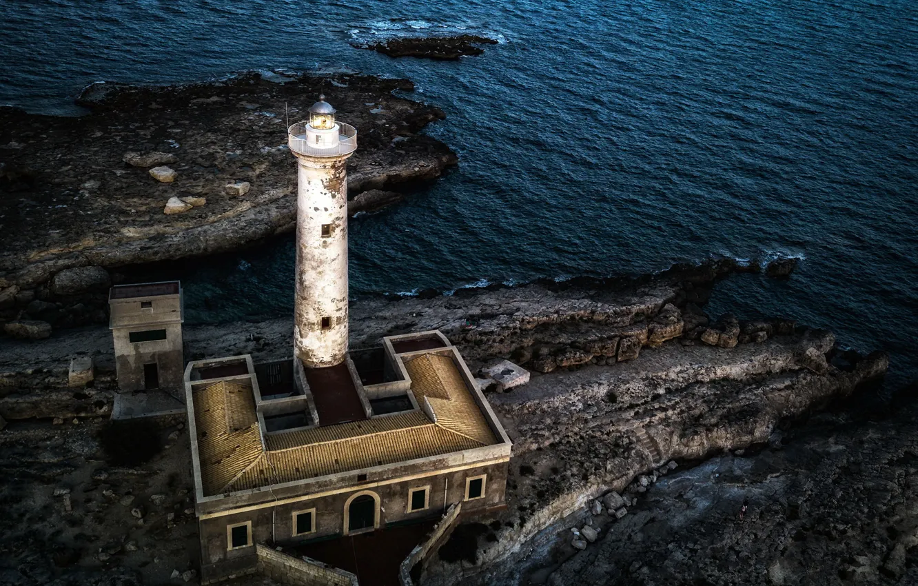 Фото обои море, маяк, Italy, Sicily, Augusta