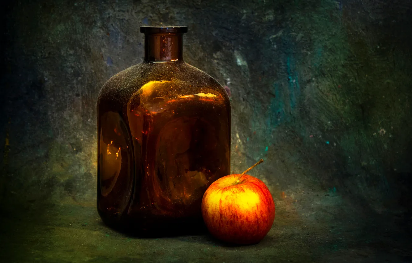 Фото обои фон, бутылка, яблоко, Dimple