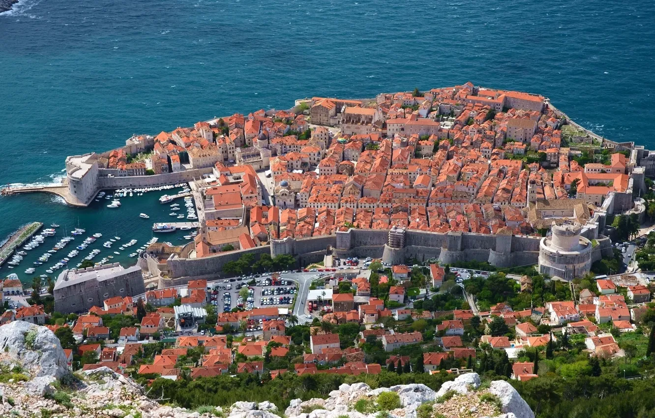 Фото обои побережье, панорама, Хорватия, Croatia, Дубровник, Dubrovnik, Адриатическое море